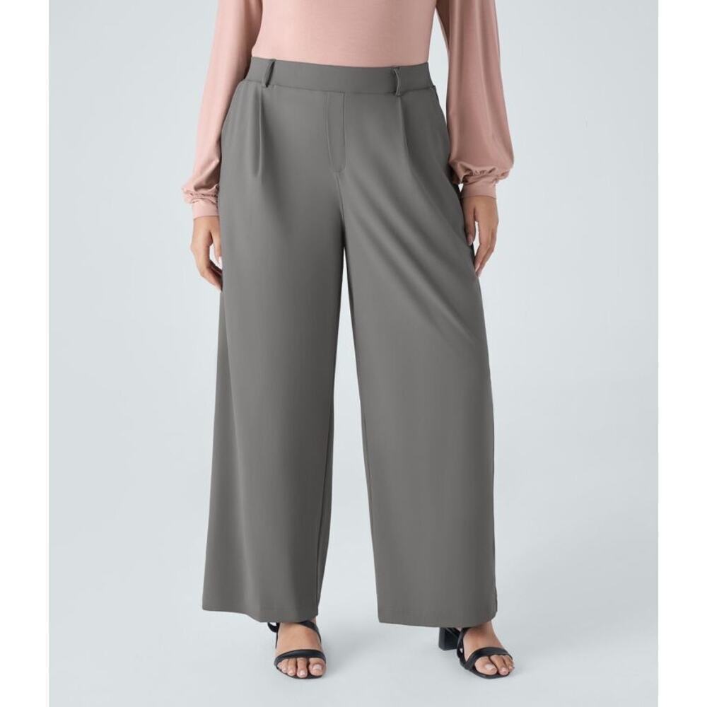 Halara Flex High Waisted Pocket Wide Leg Pants Size Medium NWT Pleated